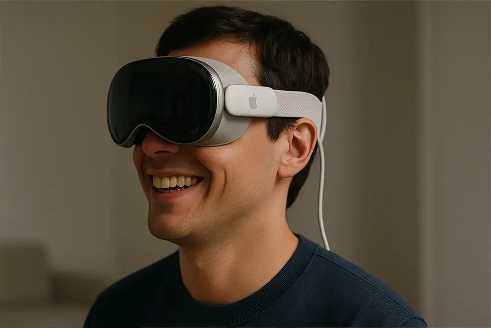 Personne utilisant une tablette dernier cri pour contrôler sa maison connectée.